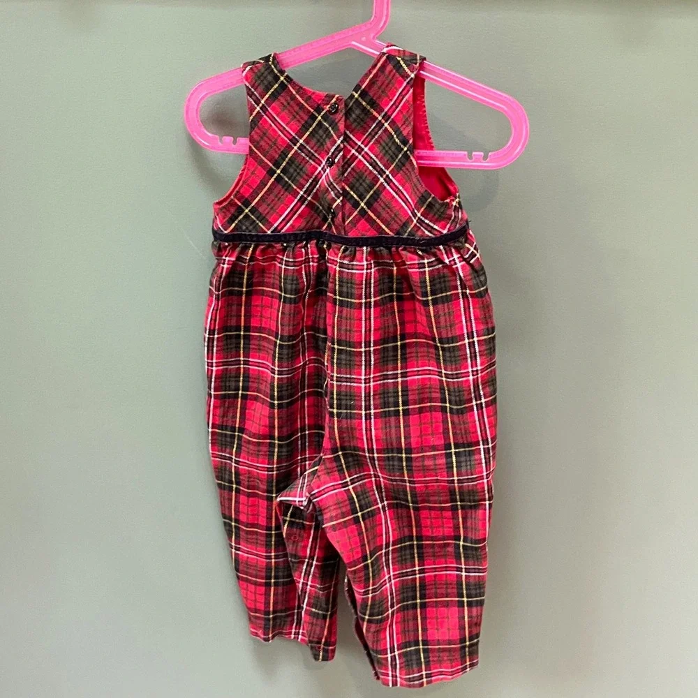 Vintage OshKosh‎ Bgosh Baby Girl Plaid Jumper Romper Holiday Christmas 24 Months